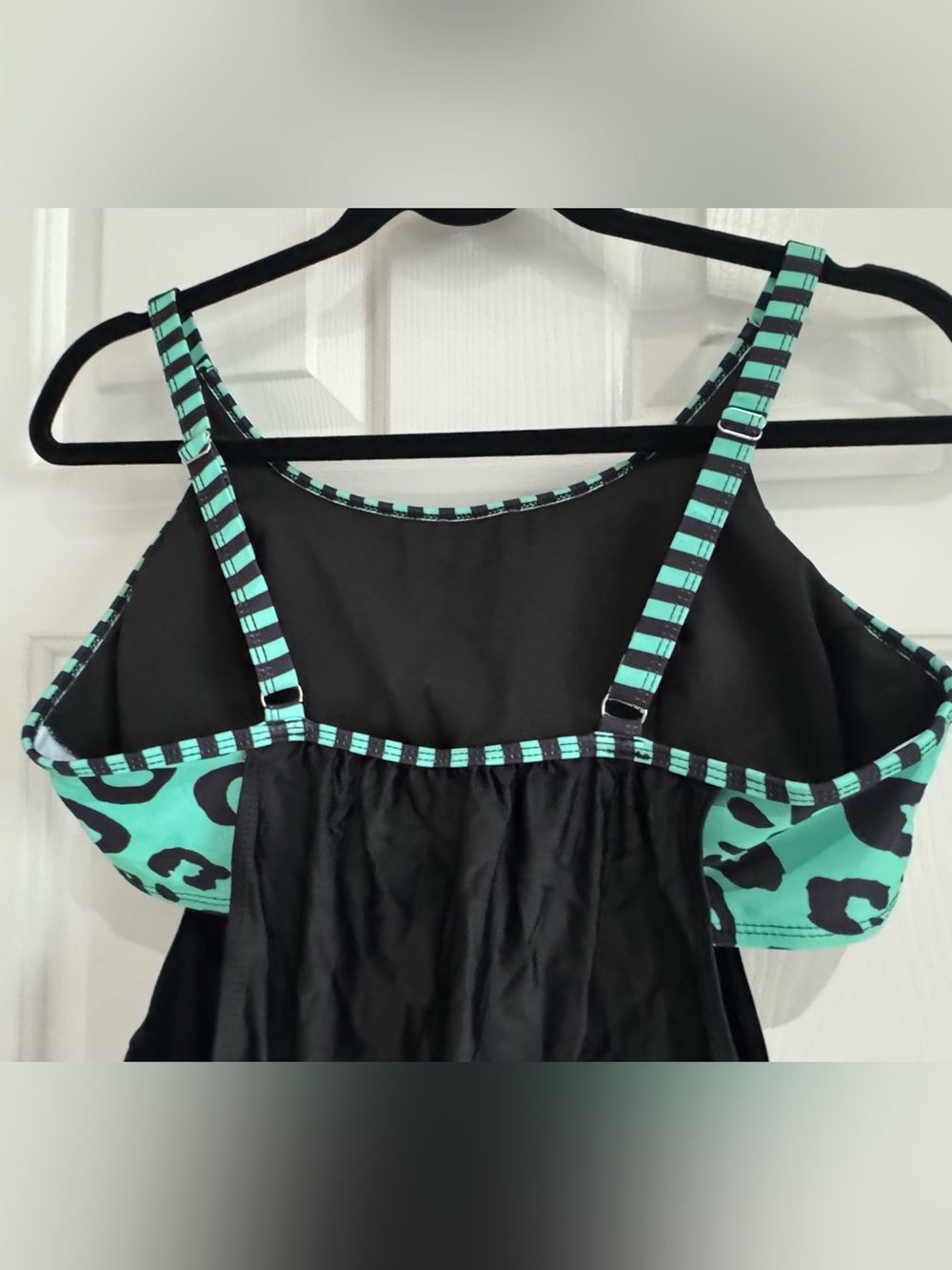 Women’s Black & Teal Leopard Tankini Swim Set - Picture 6 of 16